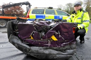 uninsured car crushed by police